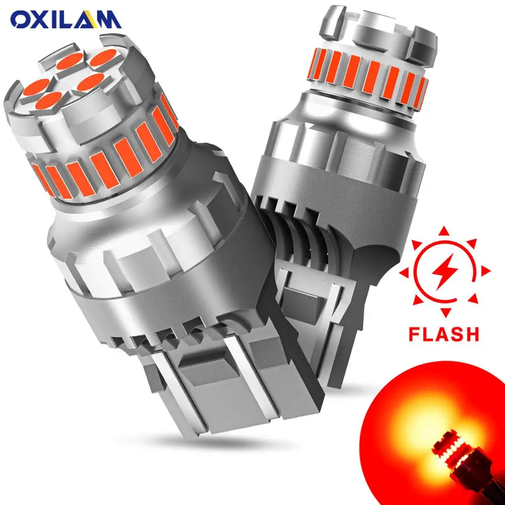

2x 1200LM T20 7443 W21W LED Canbus Strobe Flash Stop Light T25 3157 P27/7W W21/5W WY21W LED Bulb Car Brake Tail Light Red White