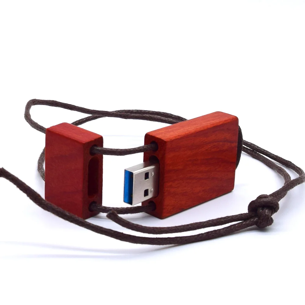 Red rose wood Пользовательский логотип Универсальный USB 3,0 флеш-накопитель из дерева 8 ГБ 16 ГБ 32 ГБ 64 Гб 128 ГБ Флешка Браслет Микро пеньковая веревка Usb флеш-накопитель подарки - Цвет: Red rose wood