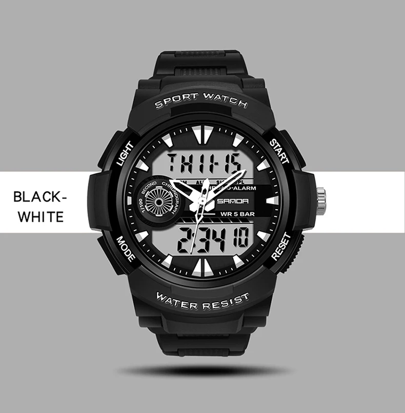 SANDA ResistantWatch для мужчин спортивный задний светильник Ударопрочный Спортивные часы для бега Повседневный светодиодный военный водонепроницаемый мужские наручные часы