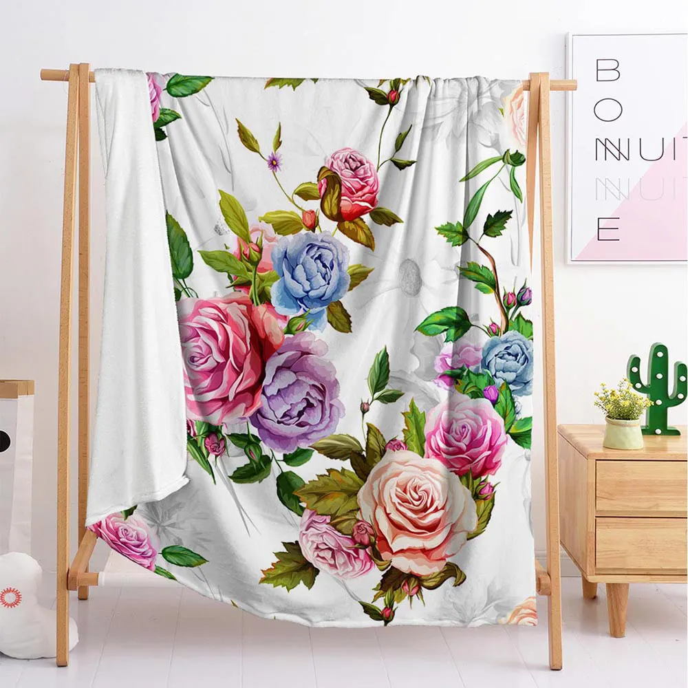 

2020 new export plant and flower Throw Blanket sleeping blanket cover blanket flannel blanket couple single double bedding