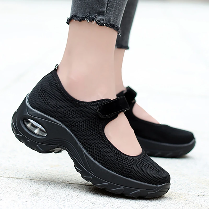 Zapatos planos con cojín de aire para mujer, calzado transpirable de malla informal, 35-42, novedad de 2020