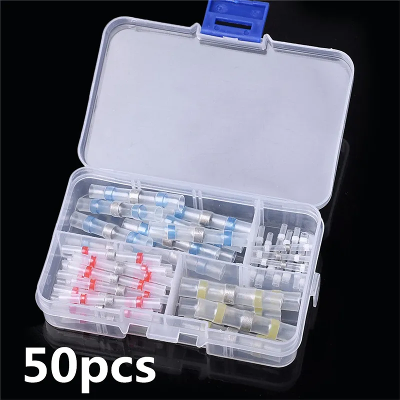 

100/50Pcs Waterproof Seal Heat Shrink Butt Terminals Set Solder Wire Tube Electric Connectors Insulation Kit Wire Splice Tube