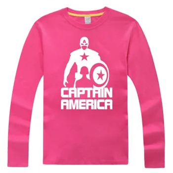 

Captain America T Shirt Fashion Men Brand Long Sleeve Pure Cotton Tee Shirt Captain America Hero Tshirt