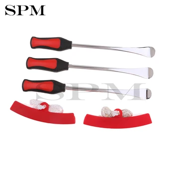 

3pcs Motorcycle Bike Tire Lever Spoon + 2pcs Wheel Trim Protector Red