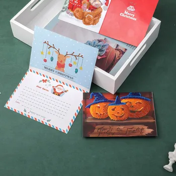 

Hot DIY Diamond Painting Christmas Cards Kit New Year Greeting Card Xmas Supplies PLD