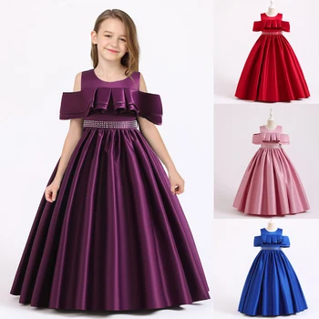 

2020 Pageant One Shoulder Dress Kids Dresses For Girls Children Princess Elegant Party And Wedding Dress Girl Evening Costumes