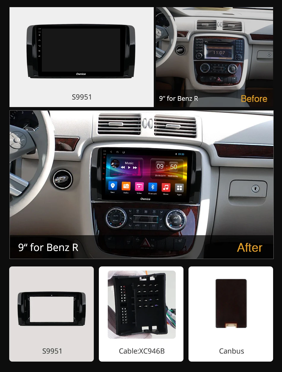 Ownice K1 K2 K3 K5 K6 Восьмиядерный Android 9 0 автомобильный DVD для Mercedes Benz AMG/R Class W251 R280 R300 R320 R350
