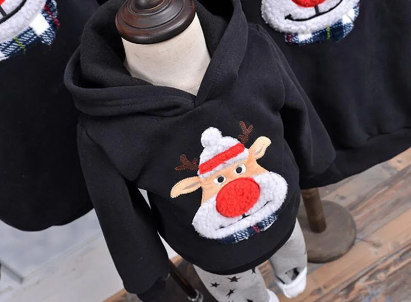 Семейная Рождественская одежда Зимний свитер Одежда с рождественским оленем флисовые толстовки с капюшоном для папы и сына Одинаковая одежда для мамы и дочки