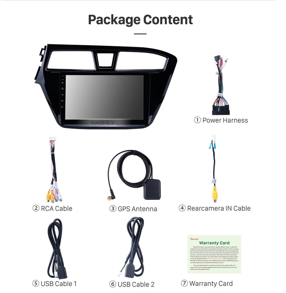 Clearance Harfey 9 inch Android 8.1/9.0 2Din Car Radio WIFI Bluetooth QuadCore Multimedia Player For 2014 2015 HYUNDAI I20 Left Hand Drive 16