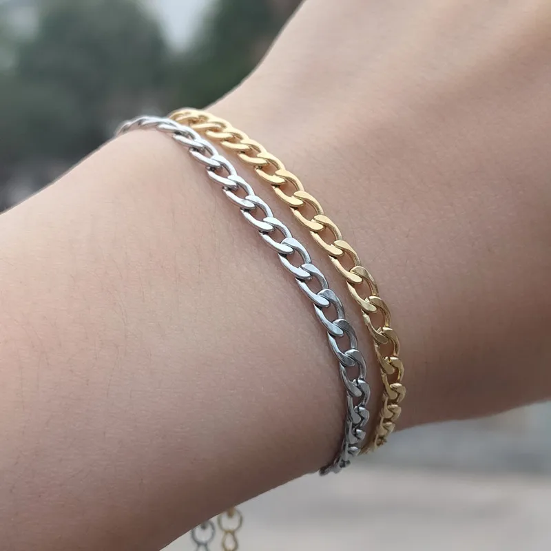 Браслеты-цепочки из кубинской цепи золотого и серебряного цвета ювелирные