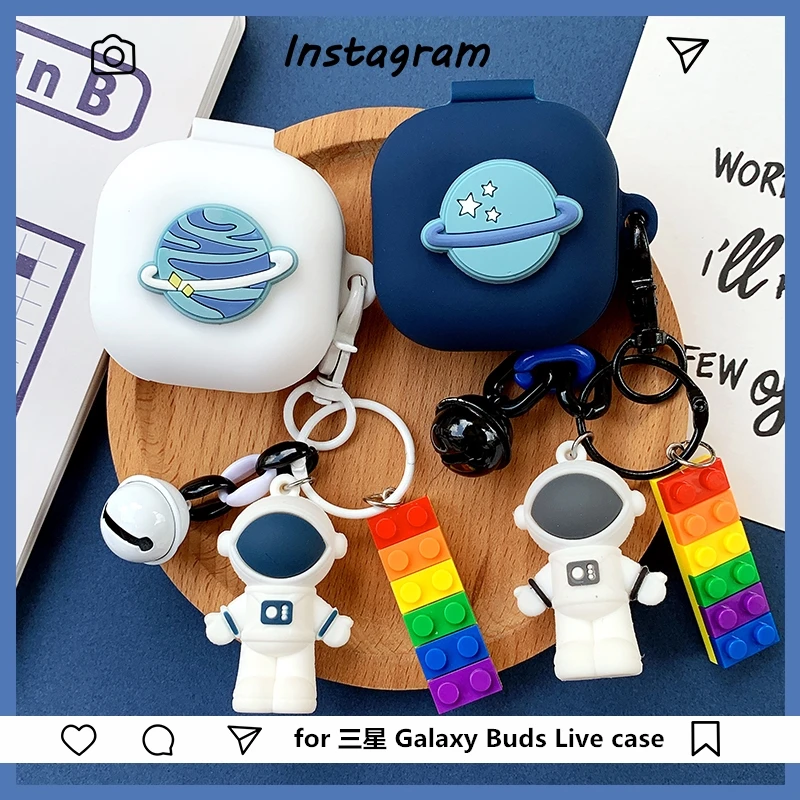 

2020 Cute Cartoon Earphone Case for Samsung Galaxy Buds Live Shockproof Silicone Headset Protective Cover with keychain