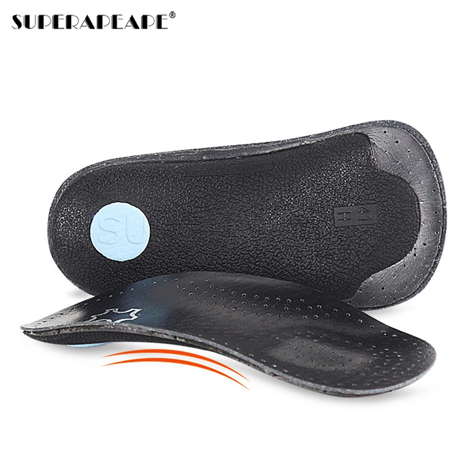 

3/4 length Leather orthotic insole for Flat Feet Arch Support orthopedic shoes sole Insoles for feet men and women foot care