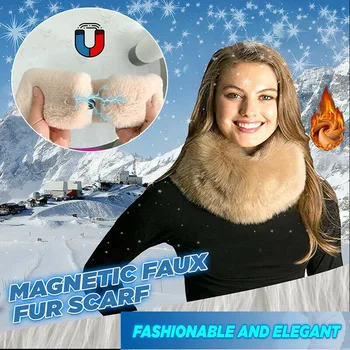 

Newly Magnetic Plush Scarf Warm Winter Collar Women Neck Warmer Magnetic Button Scarf Wraps FIF66