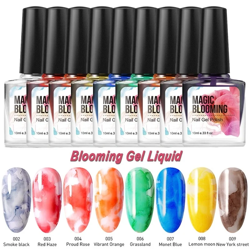 

Azure Beauty Green Color Blooming UV Nail Gel Lacquer Semi Permanent Blossom Led Nail Polish 9 Colors Blooming Gel Nail