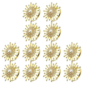 

NEW-12Pcs Home Sunflower Napkin Buckle Rack Decoration, Used for Wedding, Party, Dinner, Christmas Table Decoration