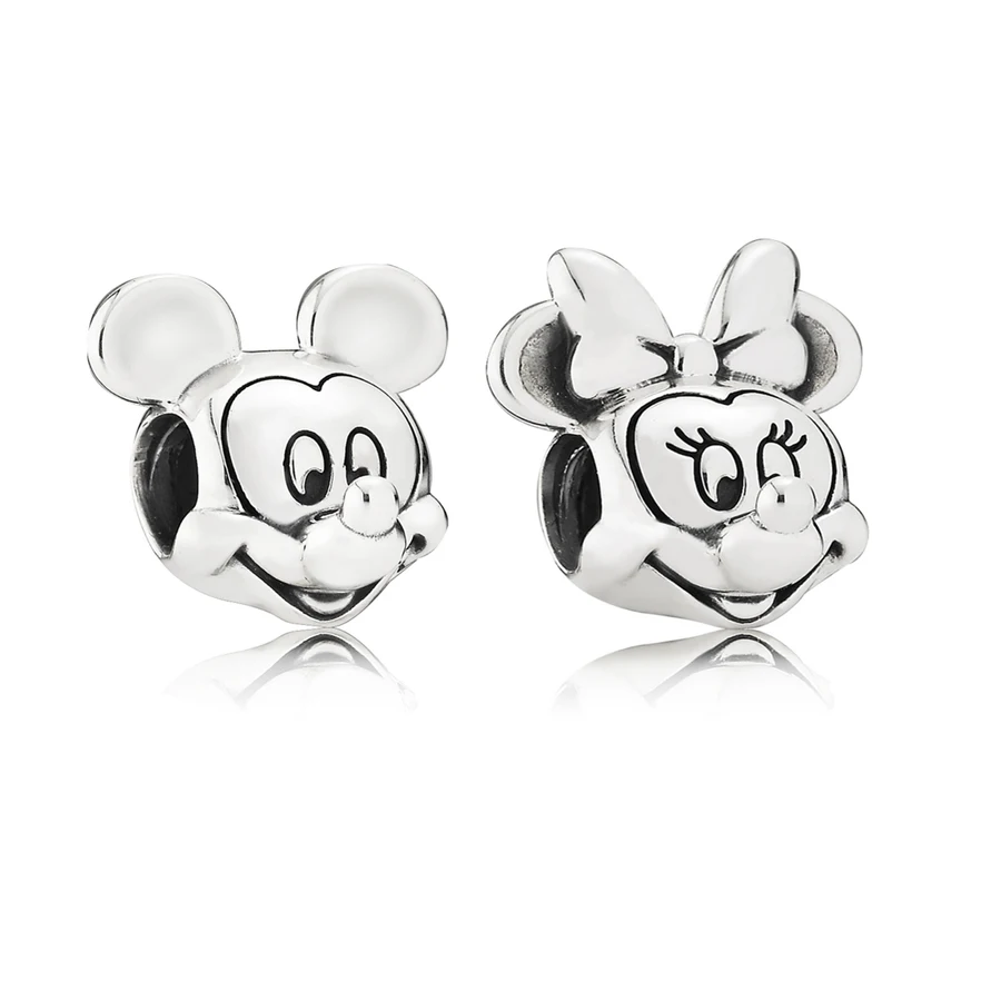 

2020 Authentic 925 Sterling Silver Mickey Portrait &Minnie Charm Fit pandora Bracelet Classic Animal Charm Bead DIY Jewelry