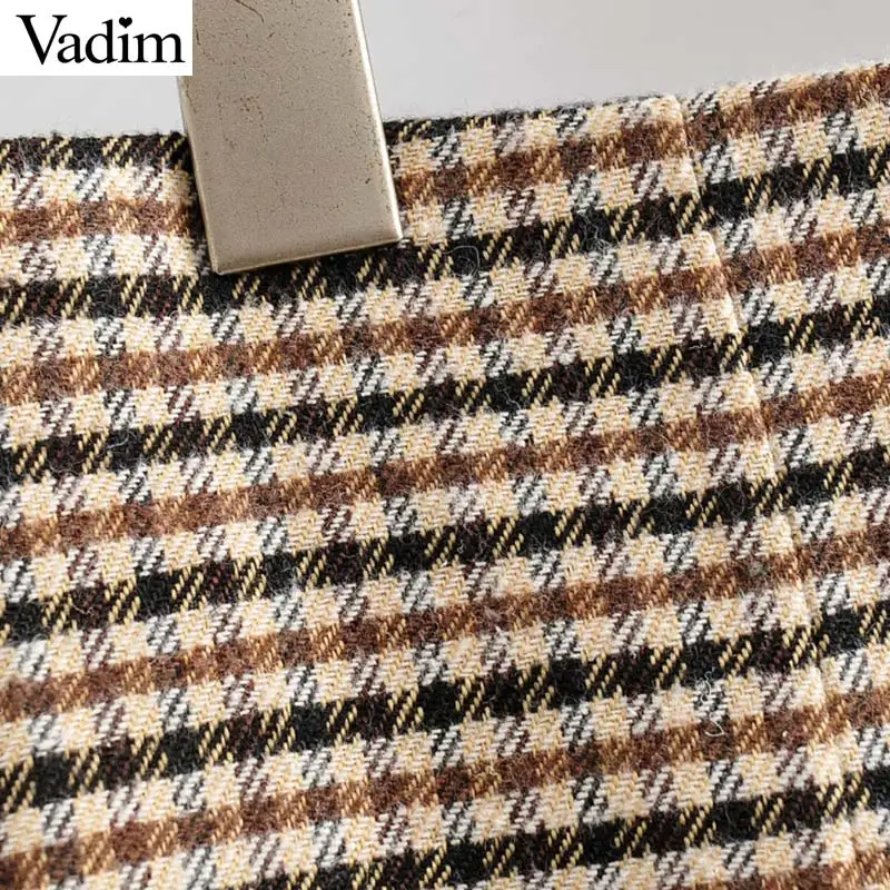Женское элегантное платье vadim tweed houndstooth клетчатая мини-юбка с молнией сзади клетчатая линия Ретро Женская Базовая модная юбка BA877