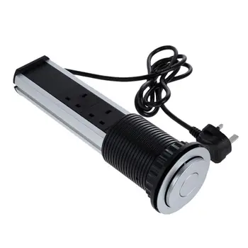 

220V 16A PULL UP Electrical 3 Plug Socket 2 USB Kitchen Table Plug Sockets Retractable for Countertops Worktop UK Plug