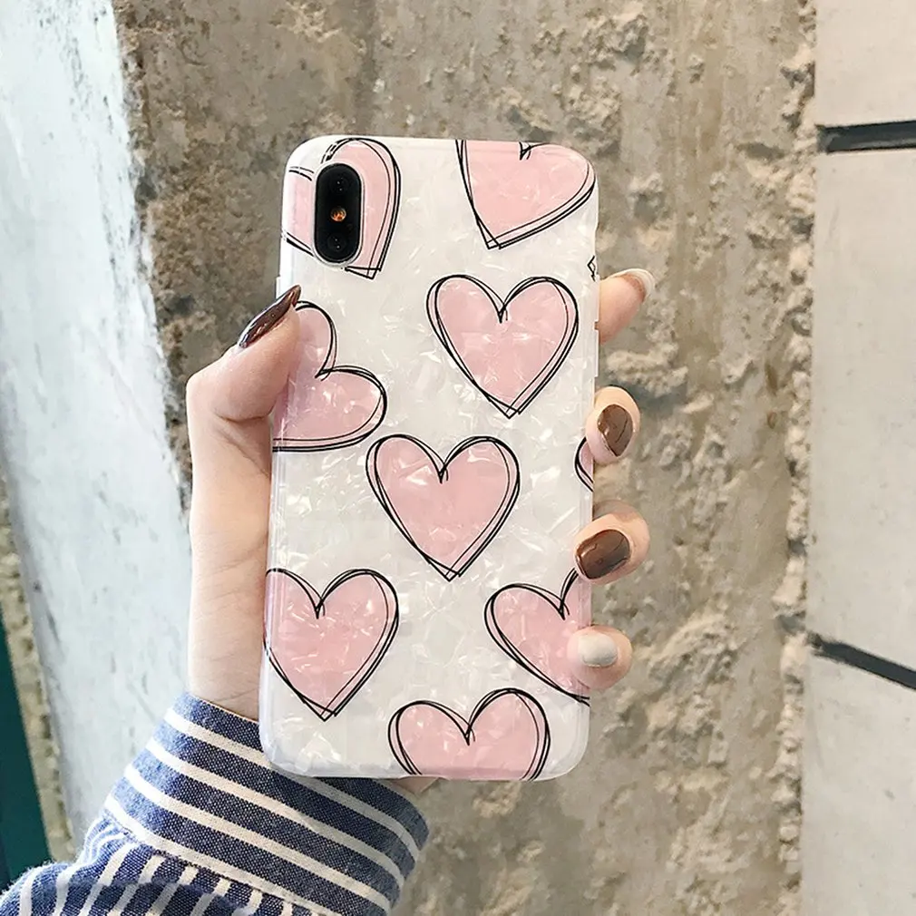 Золотистый Подходит для Iphone 7 P/8 P изысканный узор в виде ракушки маленькая любовь форма Универсальный Высококачественный ТПУ материал чехол для телефона - Цвет: Золотистый
