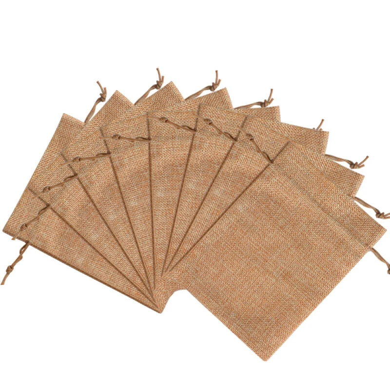 

25pcs/Set DIY Wedding Favor Hessian Burlap Jute Bags Drawstring Pouch Sacks Gift Festive And Party Supplies Jewelry Packaging