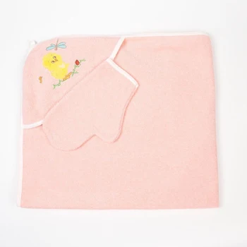 

Bathing set (corner towel, mitten), size 100x110 cm, peach color (art.K24)