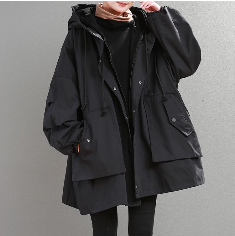 Новинка года; женская зимняя верхняя одежда в Корейском стиле; большие размеры; плотное пальто с капюшоном и бархатным ворсом; повседневное свободное хлопковое пальто