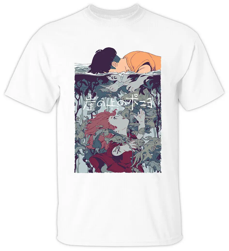 Аниме: Ponyo V1 Hayao Miyazaki футболка из японского фильма (белая) все размеры Homm Новые