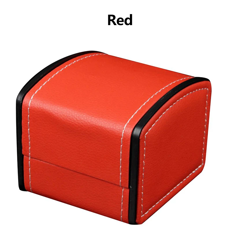 Модная Подарочная коробка-Дисплей Подушка портативная Высококачественная удобная сенсорная коробка для одной пары часов искусственный квадратный ювелирный чехол - Цвет: Красный
