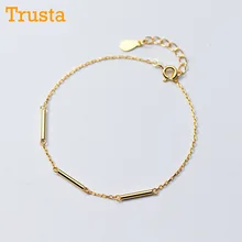Trusta,,, 925, твердая цепочка из настоящего серебра и золота, браслеты 16 см для подростков, Женские аксессуары для рук, ювелирные изделия DS1090