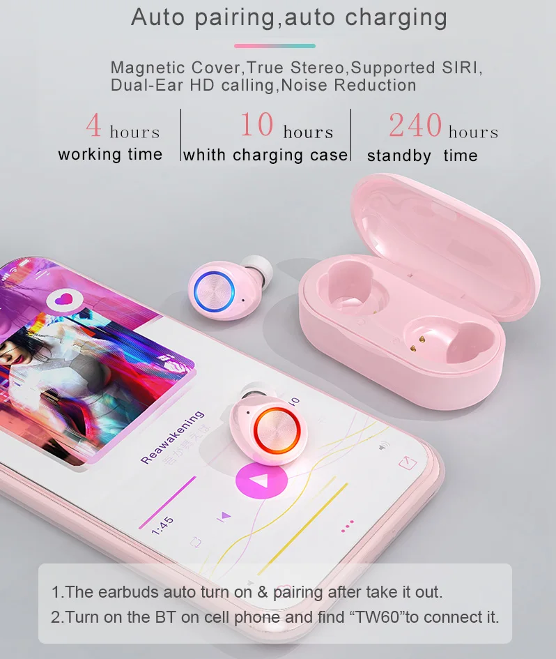 Macaron беспроводные наушники tw60 tws fone de ouvido bluetooth 5,0 наушники гарнитура наушники для xiaomi pk gt1 Q32 inpods i 12