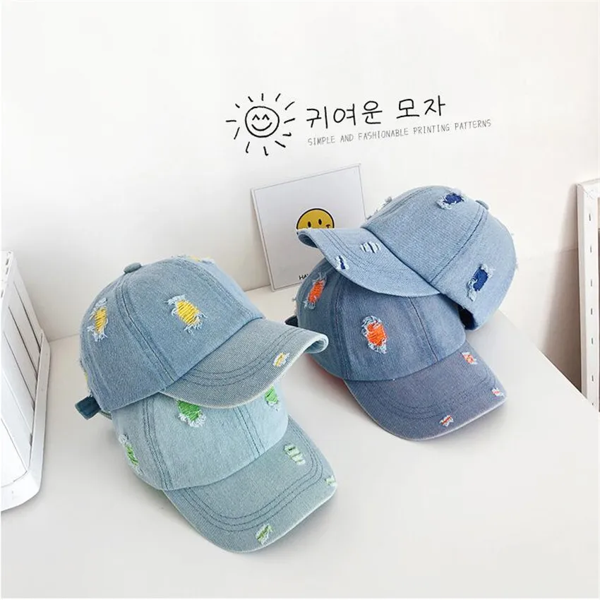 distressed denim baseball cap