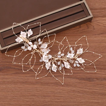

Bride Headband Tiara Hair Accessories Handmade Rhinestone Leaf Headdress Wedding Headband Women Headpiece Bridal Hair Jewelry