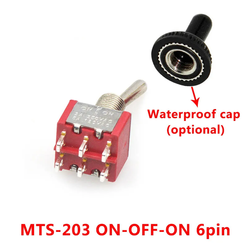 SPDT DPDT Клавишные переключатели света моторы MTS-102 5A 6A 125V 3A 250 AC мини 3 6PIN ON-ВКЛ-ВЫКЛ-на возврате запирающий переключатель выключатель - Цвет: MTS-203 Red