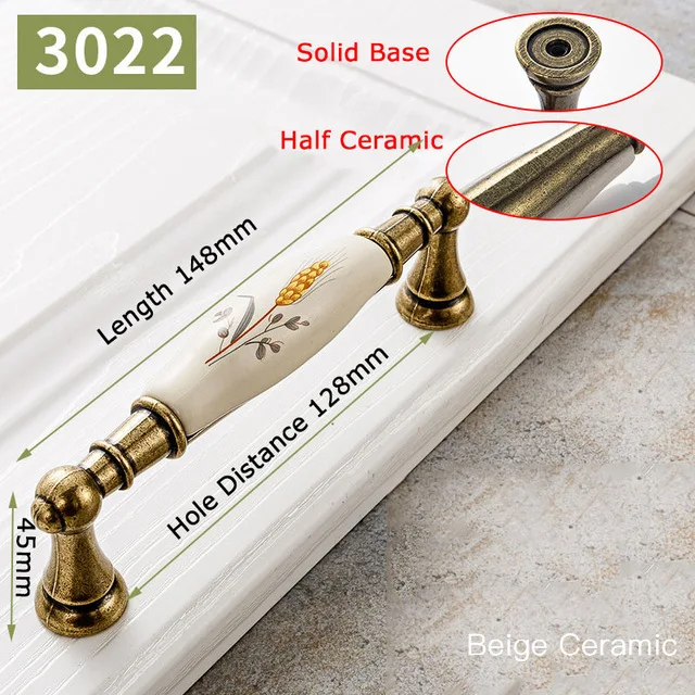 Handle-3022-128B Античная бронза керамические ручки для шкафов цинковый сплав Круглые Ручки для ящиков шкаф дверная ручка Европейское оборудование для обработки мебели - Цвет: Handle-3022-128B