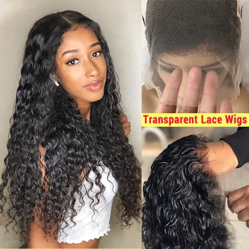 

HD Lace Frontal Curly Human Hair Wig Transparent Lace Wigs Water Wave 13x6 Lace Front Human Hair Wigs For Women Remy 150 Density