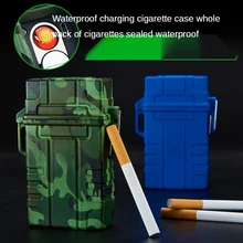 

Waterproof Cigarette Case Lighter Creative 20 Pack Rechargeable Cigarette Case Outdoor Portable Sealed Waterproof Rechargeable