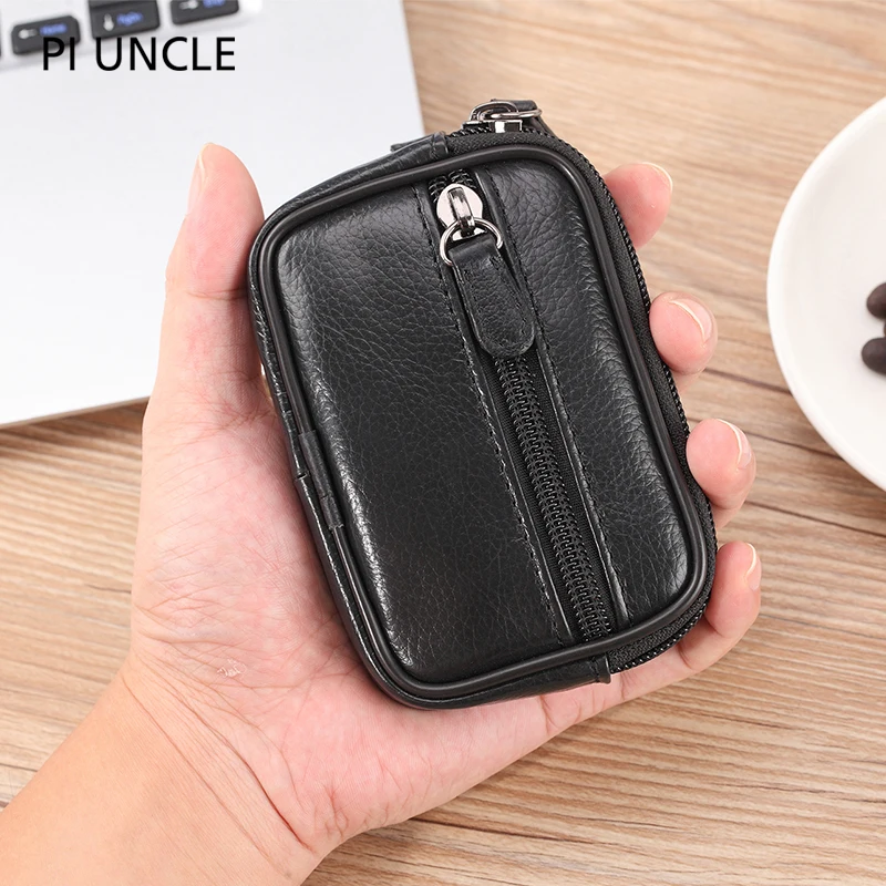 PI UNCLE Genuine Leather Small Change Purse Mini Pouch Coin Wallet Little  Belt Bags Card Holder Key Holder Zipper Card Wallet