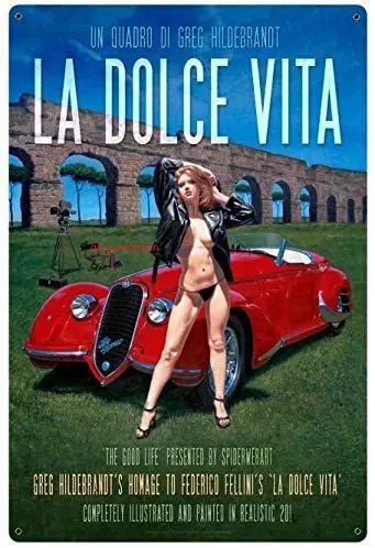 

Maizeco LA Dolce VITA XL Metal Tin Signs 8 x 12 Inch Wall Decor Sign Sexy for Bar Indoor Restaurants Coffee Tavern Plaque Poster