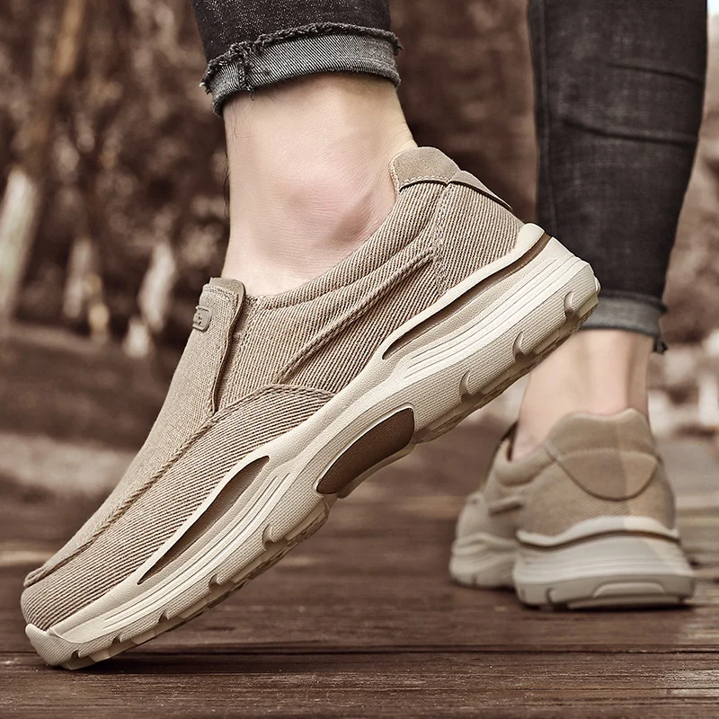 Men's Canvas Vulcanized Shoes Breathable Loafers New Comfortable Men's Shoes Outdoor Walking Shoes Lightweight Men Sneakers 3