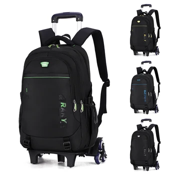 

Trolley Mens Backpack Bag Pack Waterproof Mochila Bolsa Escolar Middle School Student Bagpack with Wheels Schoolbag Boys Plecak