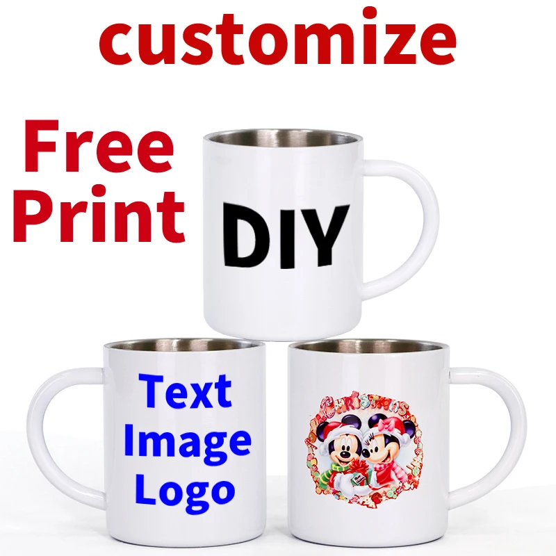 CustomDiyStainlessSteelTeaPersonalizeMugPrintImageLogoText