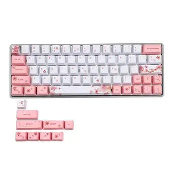 

73 Keys OEM PBT Keycaps Full Set Mechanical Keyboard Keycaps PBT Dye-Sublimation Cherry Blossom Keycaps Korean Japanese