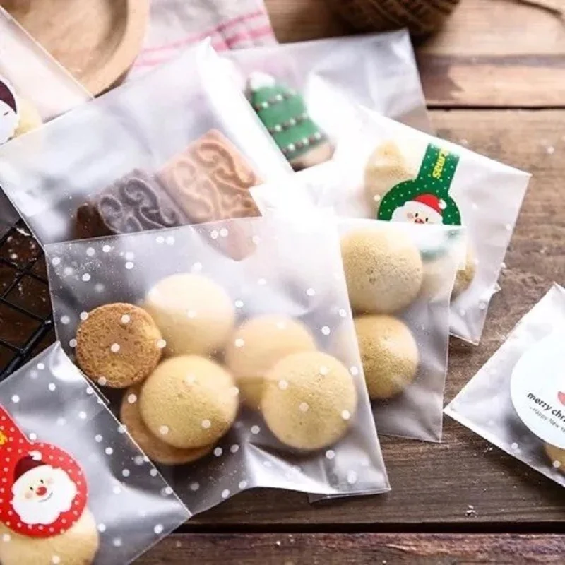 Самоклеящиеся пластиковые пакеты для печенья в горошек 100 шт.|Подарочные сумки и