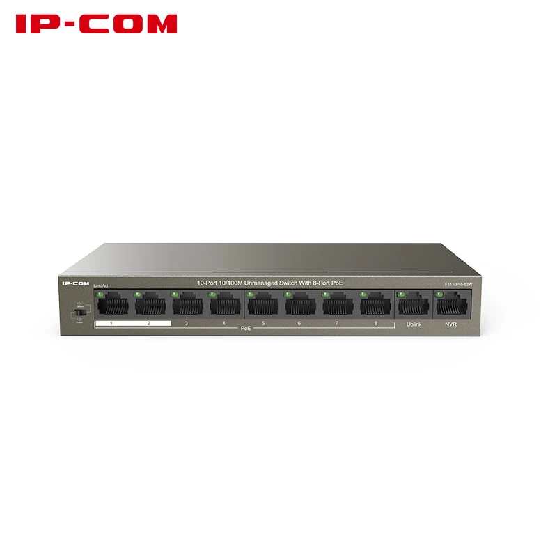 IPCOM F1110P-8-63W 8+2 Port POE Ethernet Switch VLAN 10/100Mbps Network Switch for CCTV IP Camera Wireless AP 250M Drop Shipping