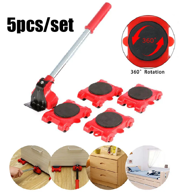 2020 New Dropship Furniture Mover Tool Set Heavy Stuff Transport Lifter 4 Wheeled Mover Roller with Wheel Bar Moving Device Tool-3