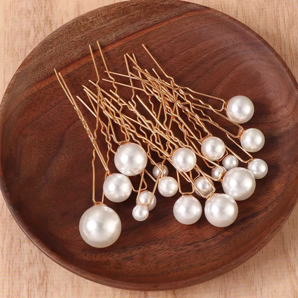 18Pcs/box Pearl U-shaped Pin Hairpin Bridal Tiara  Hair Accessories Wedding K