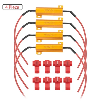 

4 pcs 50W 8 ohm LED Load Resistors Fix LED Bulb Fast Hyper Flash Turn Signal Blink Error Code 15mm X 50mm for Auto LED lighting