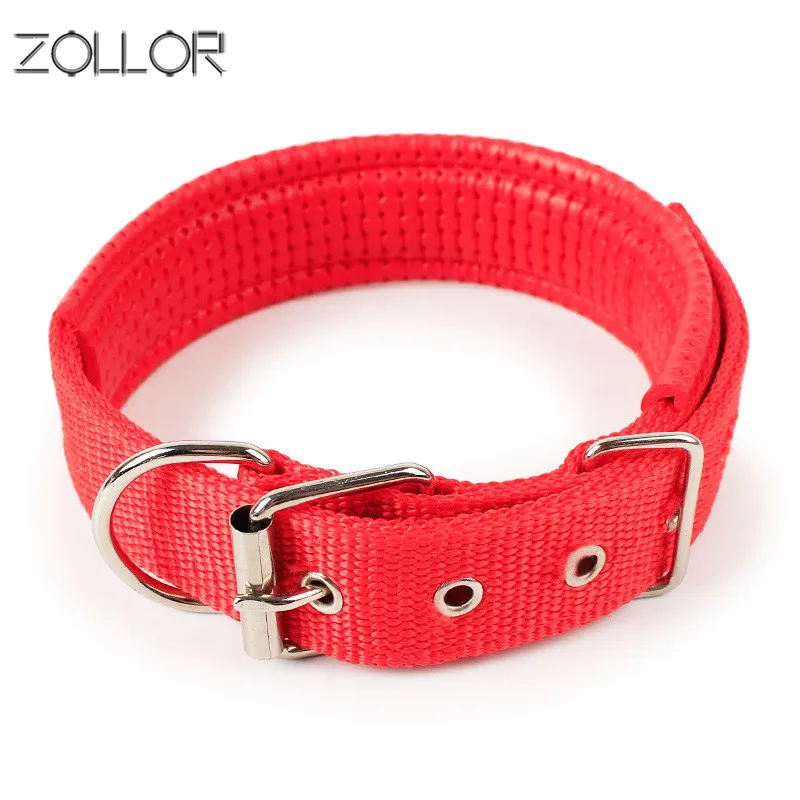 

ZOLLOR new 4.0*60cm Length Comfortable Adjustable Nylon Strap Big Dog Collar Small Pet Dogs Collars 4 Color Red/Bule/Black/Green
