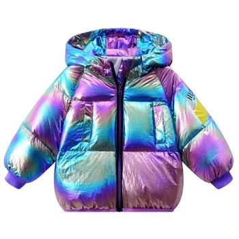 

Children girls coats and jackets Autumn winter Kids Warm Hooded Outerwear Coat toddler baby colorful bright face down jacket