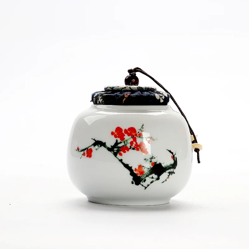 Pu 'er банка для чая кунг-фу чайный сервиз аксессуары для пасты жидкости Банка керамическая банка для чая цветок банка для хранения банок Китай традиционный бак - Цвет: ruanmusaimeihua